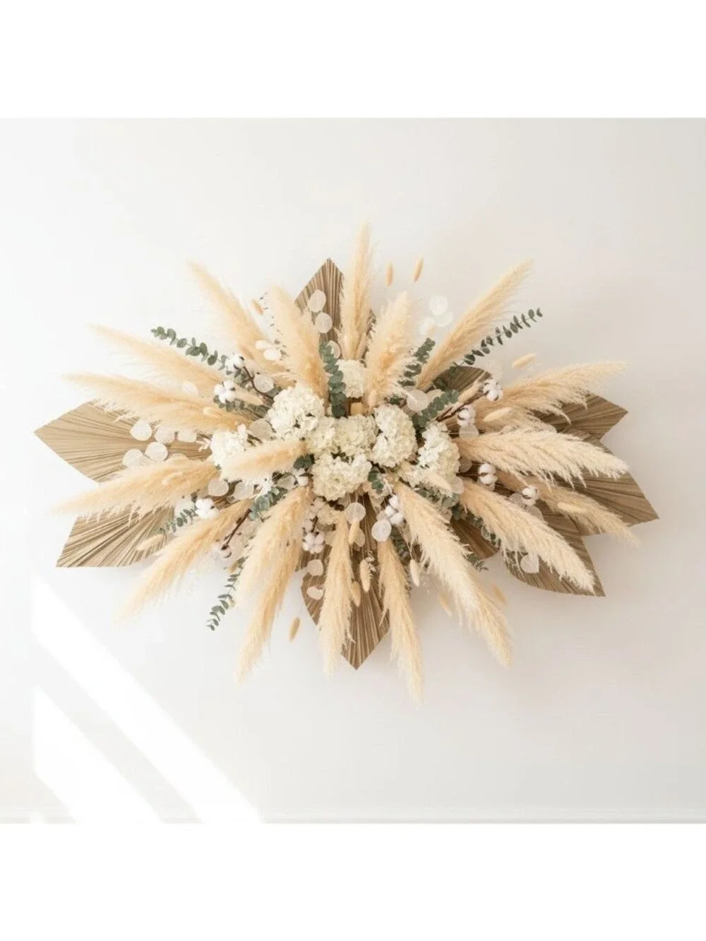 Cream Pampas Grass 3 Stem Faux Pampas Beige Neutral Vase Filler Farmhouse